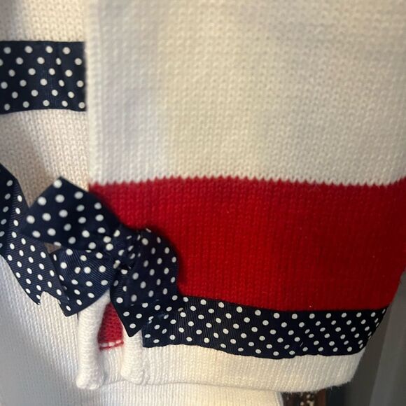 Storybook Knits NWT White Cardigan with ribbons and crystal embellishments 1X - Picture 7 of 9